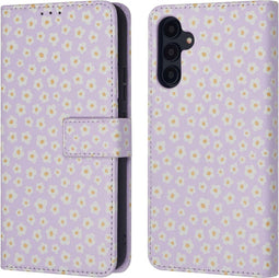 iMoshion Hoesje Geschikt voor Samsung Galaxy A54 (5G) Hoesje Met Pasjeshouder - iMoshion Design Bookcase smartphone - Paars / White Daisy