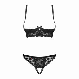 Kanten Ondergoed Set Obsessive Letica Zwart S/M