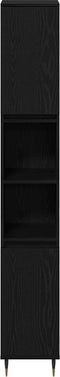 vidaXL - Badkamerkast - Zwart - Eiken - 30x30x190 - cm - Geengineerd - Hout