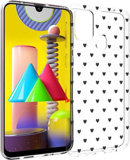 iMoshion Hoesje Geschikt voor Samsung Galaxy M31 Hoesje Siliconen - iMoshion Design hoesje - Transparant / Zwart / Hearts All Over Black