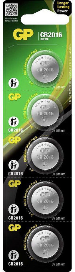 GP CR2016 - Lithium knoopcel - Lange werkingsduur - Aluminium