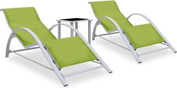 vidaXL - Ligbedden - 2 - st - met - tafel - aluminium - groen