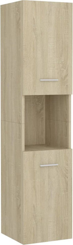 vidaXL - Badkamerkast - 30x30x130 - cm - spaanplaat - sonoma - eikenkleurig
