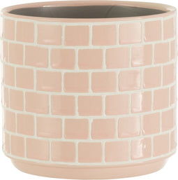 J-Line bloempot Blinkend - keramiek - roze - medium - 2 stuks - Ø 14 cm