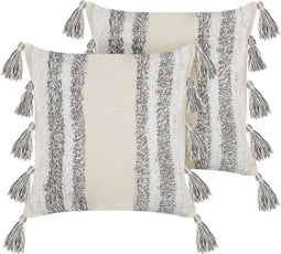 HELICONIA - Sierkussen set van 2 - Grijs - 45 x 45 cm - Katoen