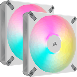 Corsair iCUE AF140 RGB ELITE PWM Fan - 140mm - Multicolour - Wit (2 stuks)