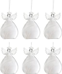 J-Line hanger Engel - glas - transparant/wit - doos van 6