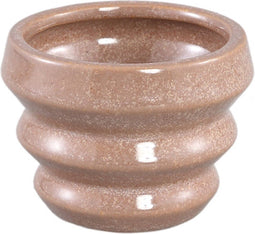 PTMD Tims Brown Glazed Ceramic Pot Ribbed Round XS