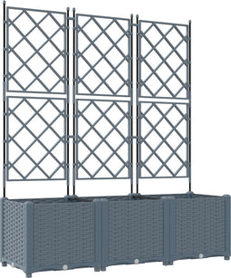 vidaXL - Tuinbak - met - Trellis - 3 - stuks - Lichtgrijs - 120x40x143 - cm