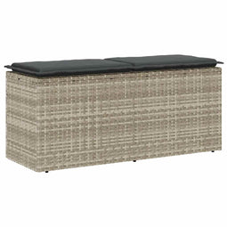 vidaXL - Tuinbank - met - kussen - 110x40x44 - cm - poly - rattan - lichtgrijs