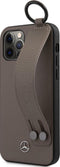 Mercedes - Geschikt voor iPhone 12 Pro Max - Leren Backcover hoes met Handstrap - Bruin