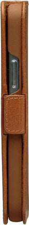 Dbramante1928 iPhone 12/12 Pro - Flip cover - Magneetsluiting en ruimte voor pasjes - Cognac