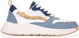 POSH by Poelman CHARLIE - Dames sneakers - Chunky zool 4 cm - Blauw (38)