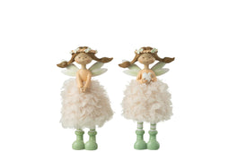 J-Line figuur Engelen Hart - polyresin - mix - medium - 2 stuks