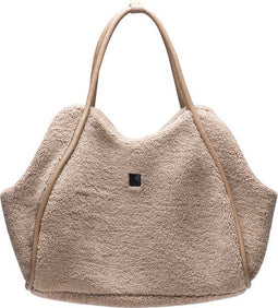 Designed by Lotte Tebby - Draagtas Hond - Teddy stof - Beige - 43x18x35 cm