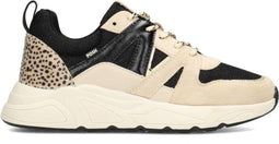 POSH by Poelman CAROCEL - Dames sneaker - Vetersluiting - Zwart met beige