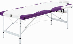 vidaXL - Massagetafel - inklapbaar - 3 - zones - aluminium - wit - en - paars