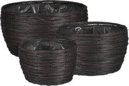 MICA DECORATIONS CLEAVE MAND VOOR PLANTEN - SET VAN 3 - H16 X Ø31 CM - ZWART