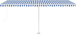 vidaXL - Luifel - vrijstaand - handmatig - uittrekbaar - 500x350 - cm - blauw - en - wit