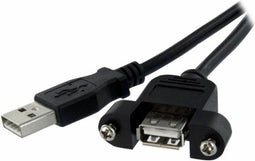 Startech USBPNLAFAM3 - USB-kabel 91 cm - Mannelijke en vrouwelijke USB-A poorten - Zwart