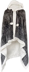 Linnick Flanel Fleece Deken + Hoodie met Capuchon Snake - black/antraciet - 140x200cm - 130x180cm - Plaid