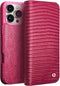 Qialino Geschikt voor iPhone 16 Pro Max hoesje - Leren bookcase - Croco Roze
