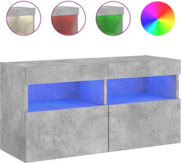 vidaXL - Tv-wandmeubel - met - LED-verlichting - 80x30x40 - cm - betongrijs