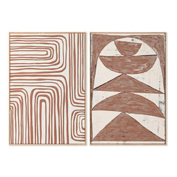 Schilderij Home ESPRIT Beige Terra cotta Abstract 83 x 4,3 x 123 cm (2 Stuks)