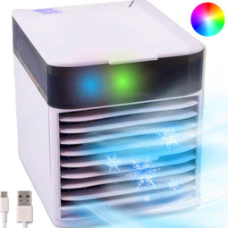 Silvergear Mini Aircooler - USB-C - Draadloos met Water en LED - Wit