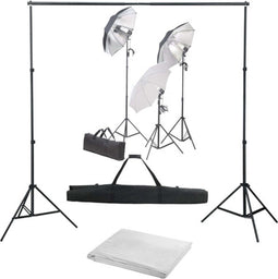 vidaXL - Fotostudioset - met - verlichtingsset - en - achtergrond