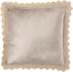 J-Line kussen Boord Vierkant - viscose - grijs