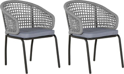 PALMI - Tuinstoel set van 2 - Grijs/Zwart - Staal