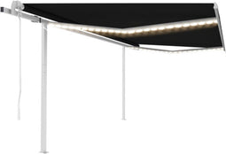 vidaXL - Luifel - automatisch - met - LED - en - windsensor - 4,5x3,5 - m - antraciet