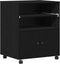 vidaXL - Printerstandaard - met - Wielen - Zwart - Eiken - 60x48x74 - cm