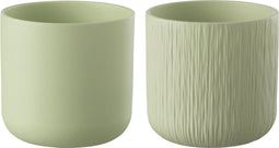 J-Line bloempot Gen - keramiek - pistache - medium - 2 stuks - Ø 15 cm