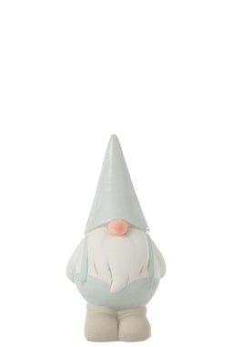 J-Line kerstfiguur Kabouter - keramiek - wit/lichtblauw - large - 2 stuks