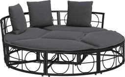 vidaXL - Loungebed - voor - buiten - zonder - luifel - poly - rattan - zwart