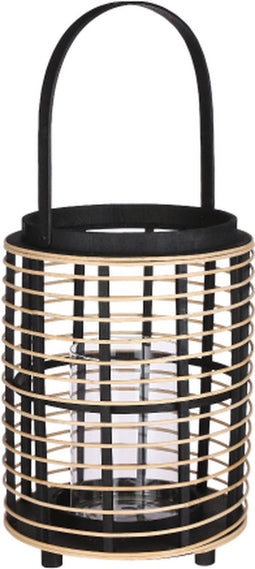 Mica Decorations Jonas Lantaarn - 25.5x25.5x35 cm - bamboo - Zwart
