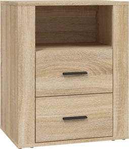 vidaXL - Nachtkastje - 50x36x60 - cm - bewerkt - hout - sonoma - eikenkleurig