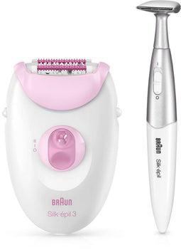 Braun Silk-épil 3 - SE3-321 - Epilator (20 pincetten) met massagerollers + bikini trimmer - Roze