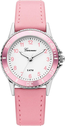 Garonne KV20Q468 - Kinderhorloge 27 mm - Waterdicht 50 meter - Zilverkleurig-roze