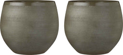 Mica Decorations Douro Bloempot - 28x33cm - Keramiek - Groen - 2 Stuks