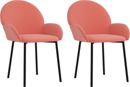 vidaXL - Eetkamerstoelen - 2 - st - fluweel - roze