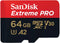 SanDisk Extreme Pro - microSDXC UHS-I - 64GB 200 MB/s Leessnelheid 90 MB/s Schrijfsnelheid - Zwart Rood