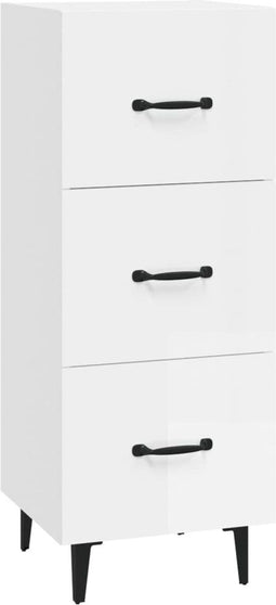 vidaXL - Dressoir - 34,5x34x90 - cm - bewerkt - hout - hoogglans - wit