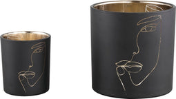 PTMD Esha Windlicht - 15 x 15 x 15 cm - Glas - Zwart