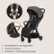 Lionelo Julie Air - Ultralichte Buggy - Auto-Folding Compact - 7,5 kg - Verstelbare Rugleuning - XXL Zonnescherm UPF50+ - Onderhoudsvrije Wielen - Grijs