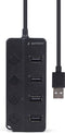Gembird UHB-U2P4P-01 - 4-poorts USB 2.0 hub met schakelaars - Zwart