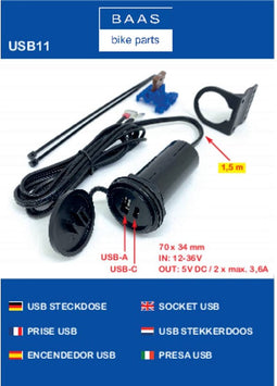 BAAS USB11 BasUSB TWIN-boordcontactdoos met houder