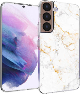 iMoshion Hoesje Geschikt voor Samsung Galaxy S22 Hoesje Siliconen - iMoshion Design hoesje - Wit / White Marble